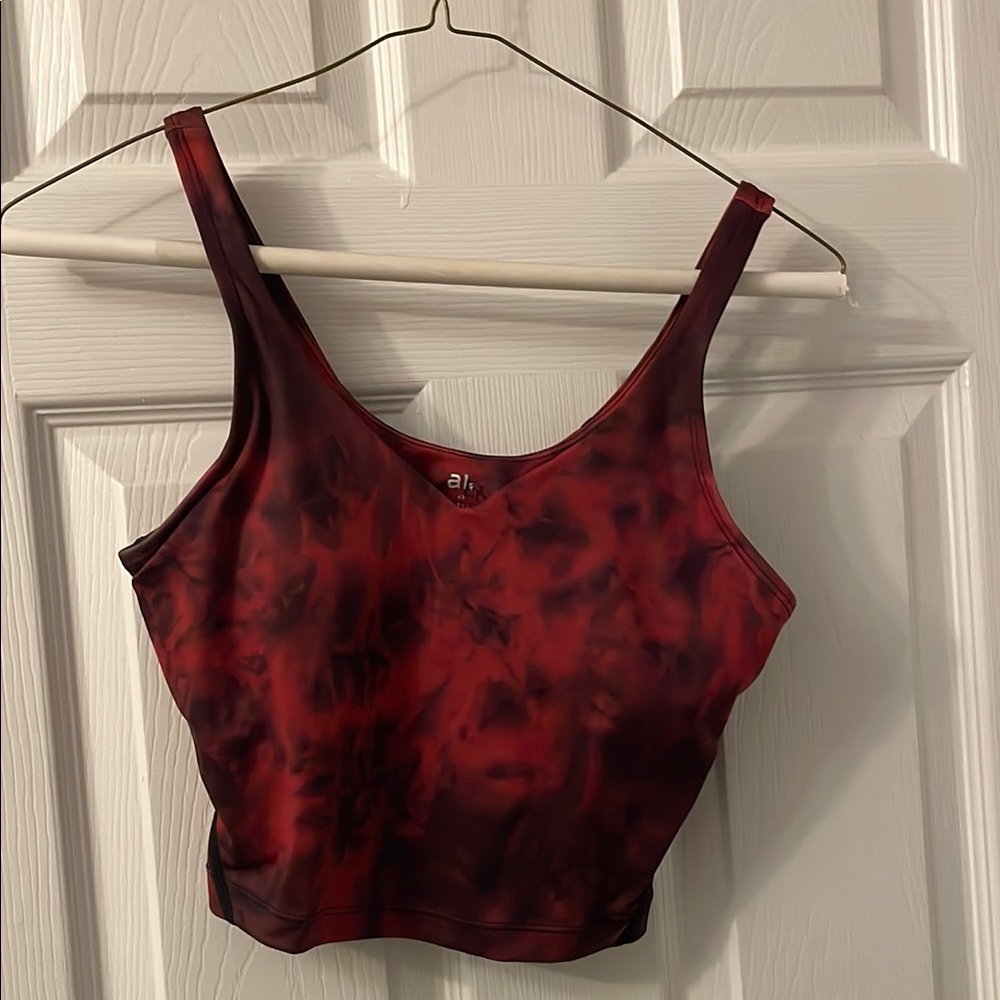 Red/Black Tie Dye Workout Crop Tank Top